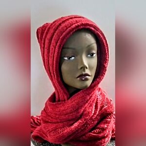 NWT Retro Cashmere Alpaca Blend Hooded Fringed Scarf.